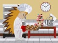 Hedgehog baker. Vector illustration.